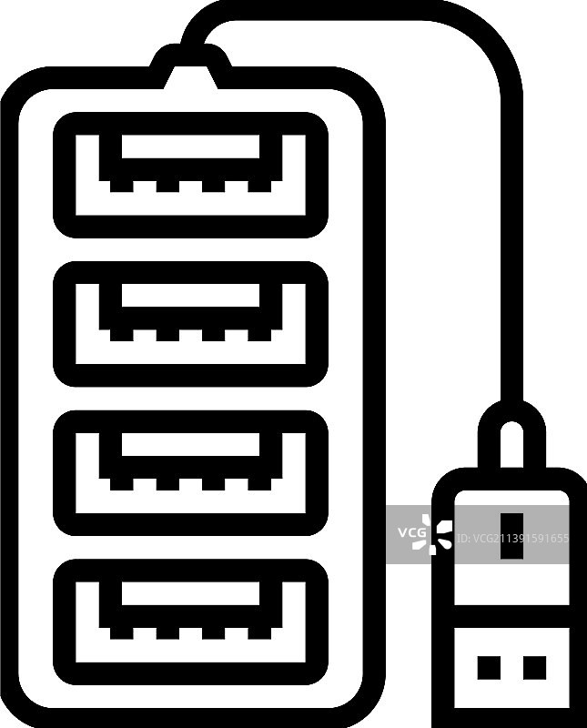 USB集线器线性图标图片素材