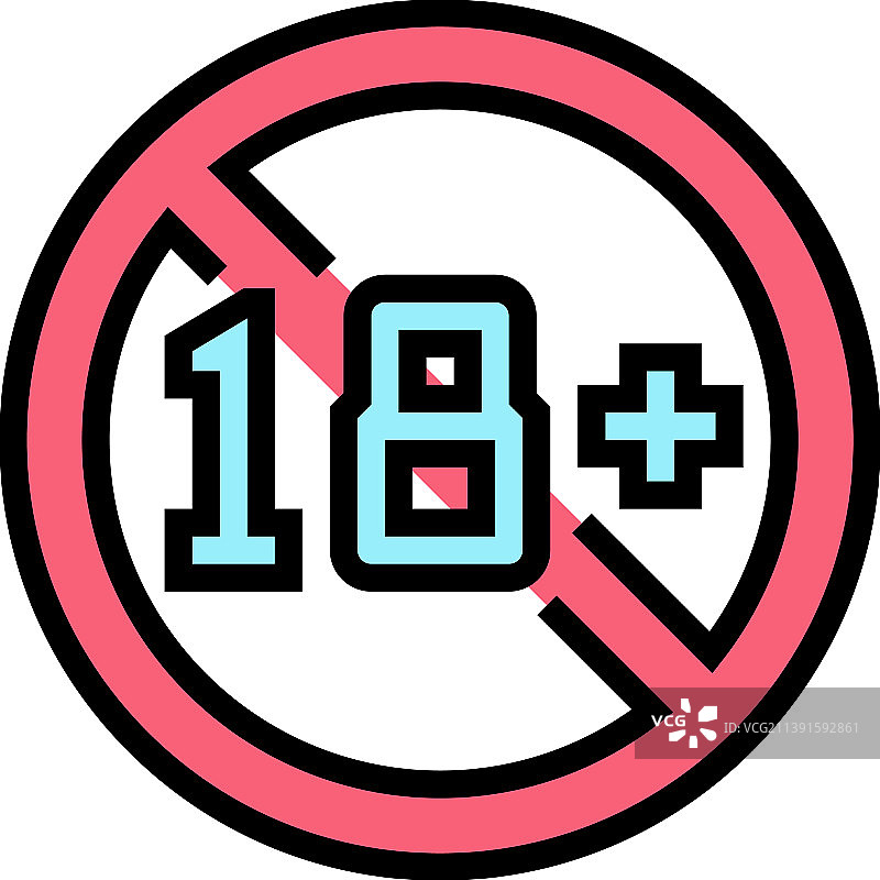 18岁年龄限制彩色图标图片素材