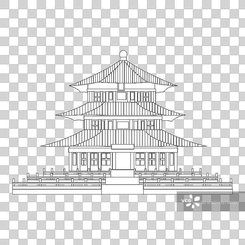 苏州寒山寺线条插画素材图片素材