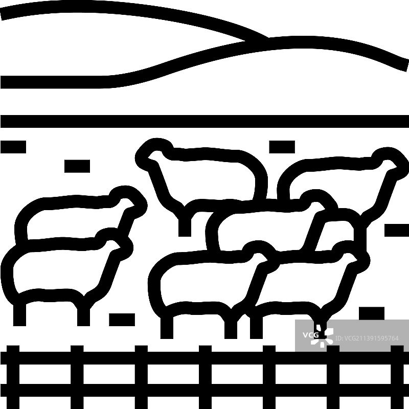 牧场绵羊线条图标图片素材