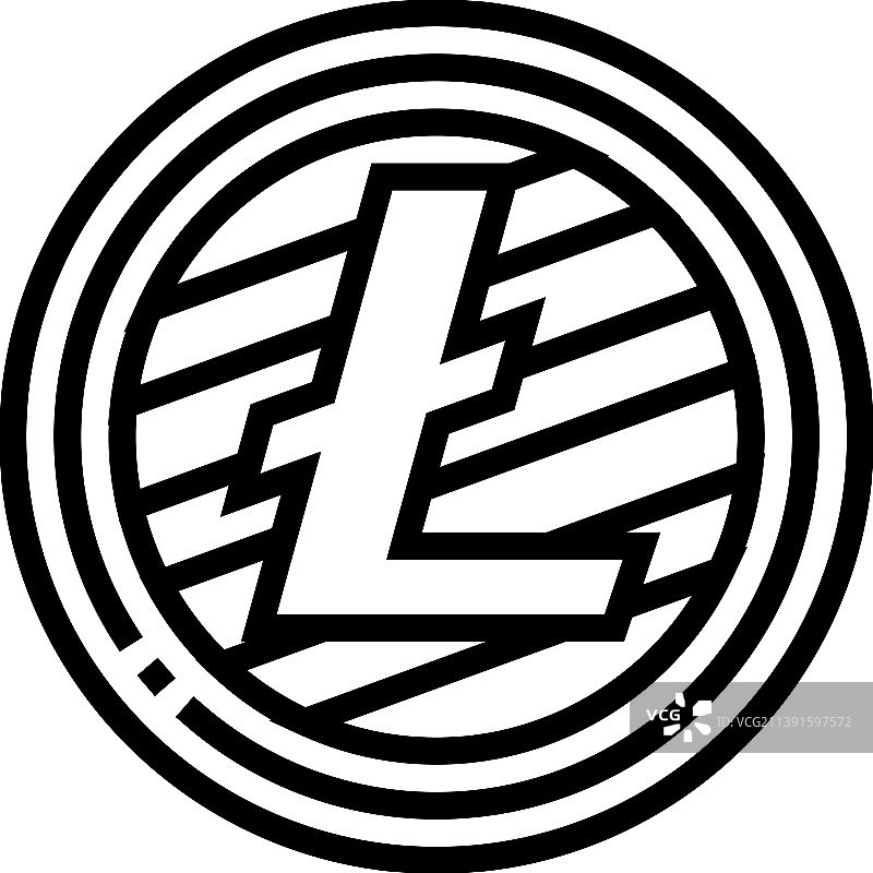 莱特币加密货币线条图标图片素材