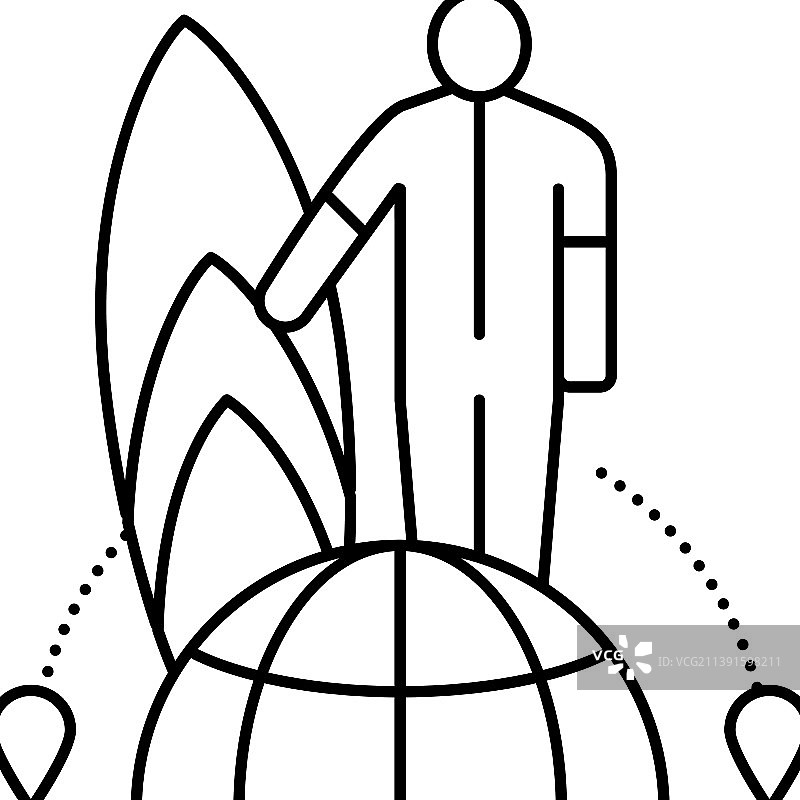 水上运动旅游线性图标图片素材