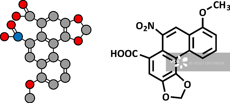 含马兜铃酸的植物毒素分子图片素材