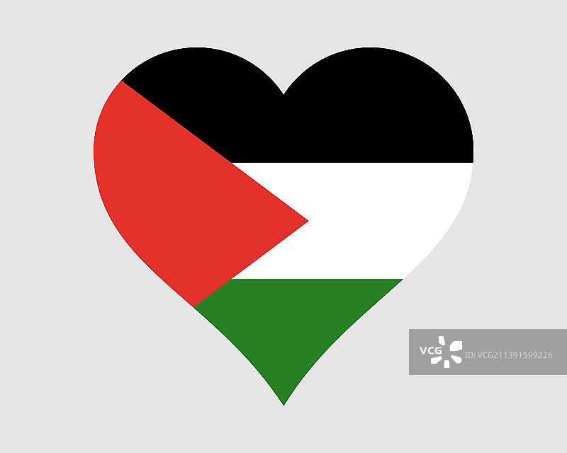 巴勒斯坦爱心旗帜banner图片素材