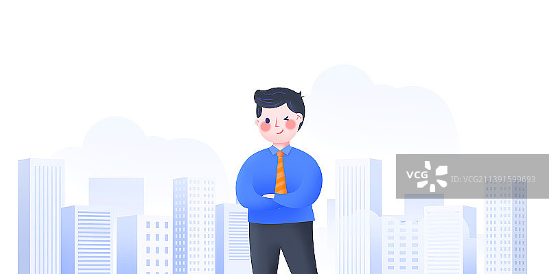 一个商务男人站在建筑前面图片素材
