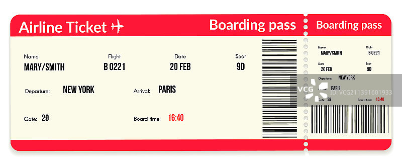 飞机票登机牌图片素材
