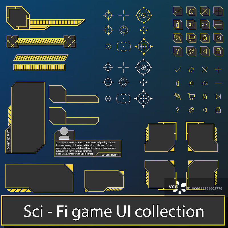 黄色科幻游戏UI合集图片素材