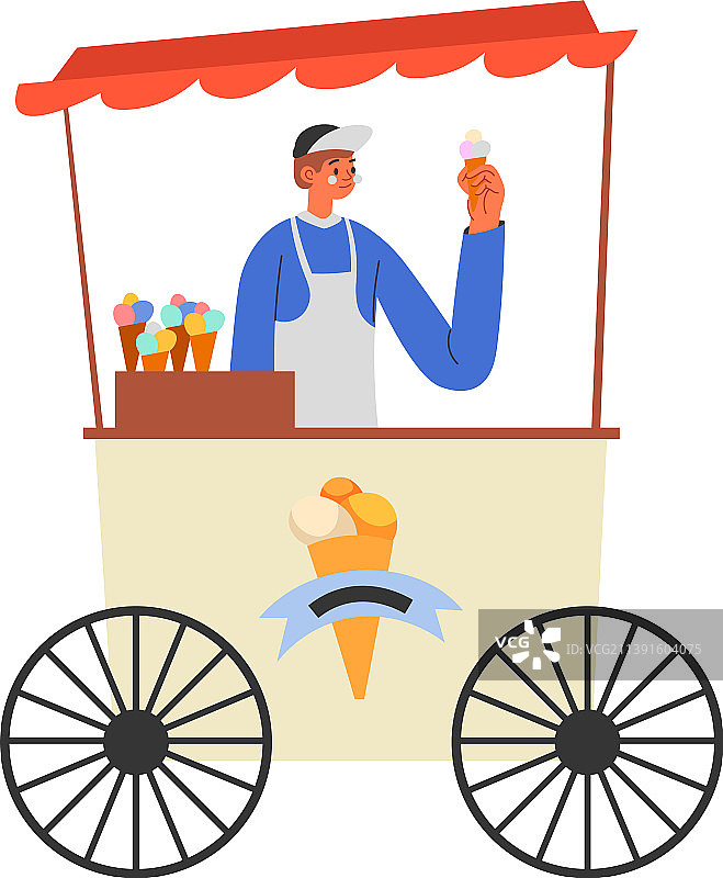冰淇淋售卖亭或冰淇淋摊位图片素材