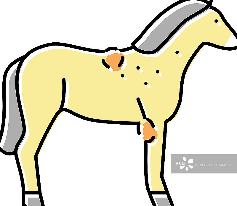 马匹布鲁氏菌病彩色图标图片素材