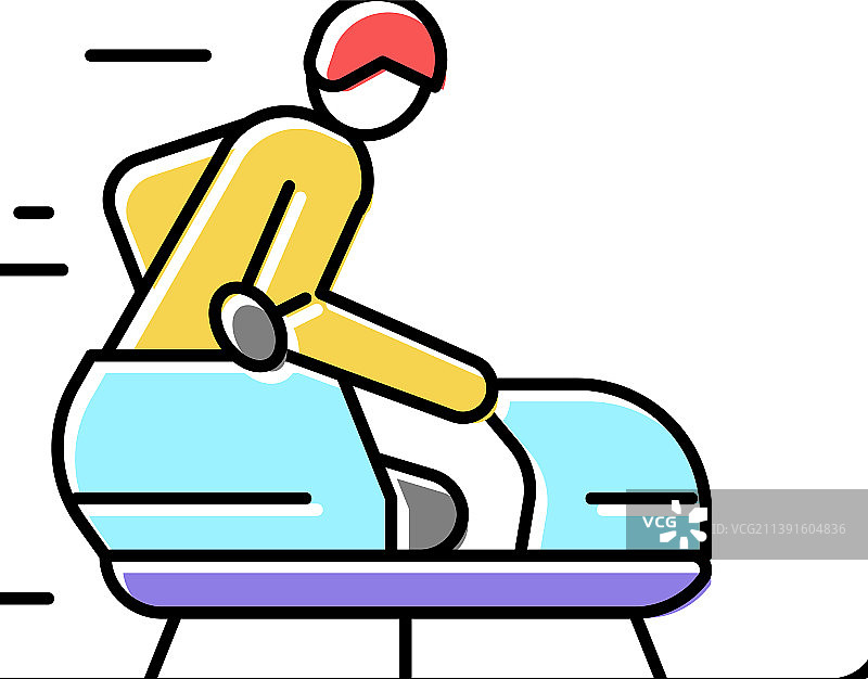 残疾运动员彩色雪橇图标图片素材