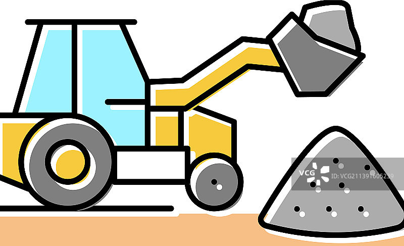 拖拉机装载碎石彩色图标图片素材