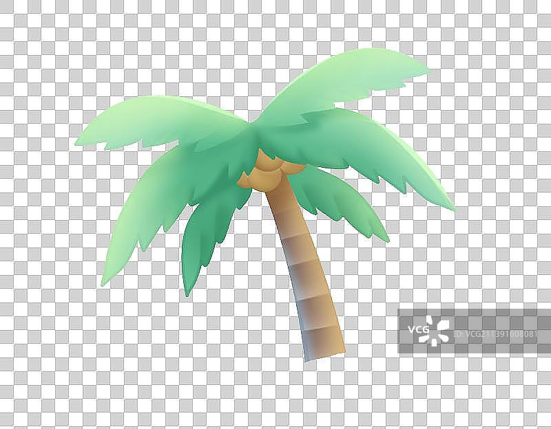 一颗椰子树，卡通插画素材图片素材