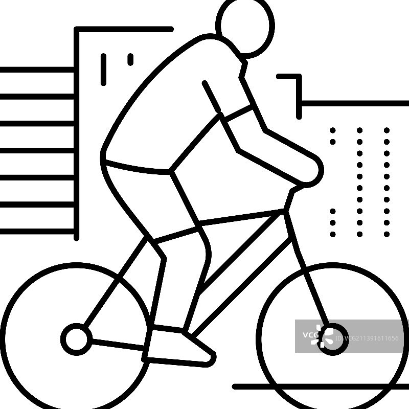 城市骑行自行车线条图标图片素材