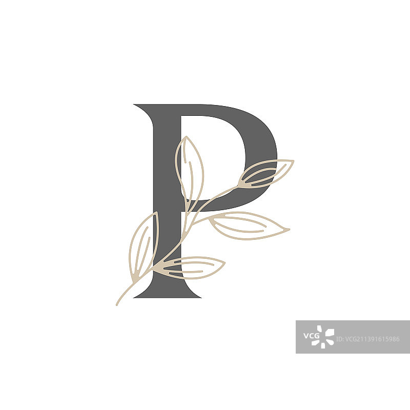 首字母P花卉植物自然标志图片素材