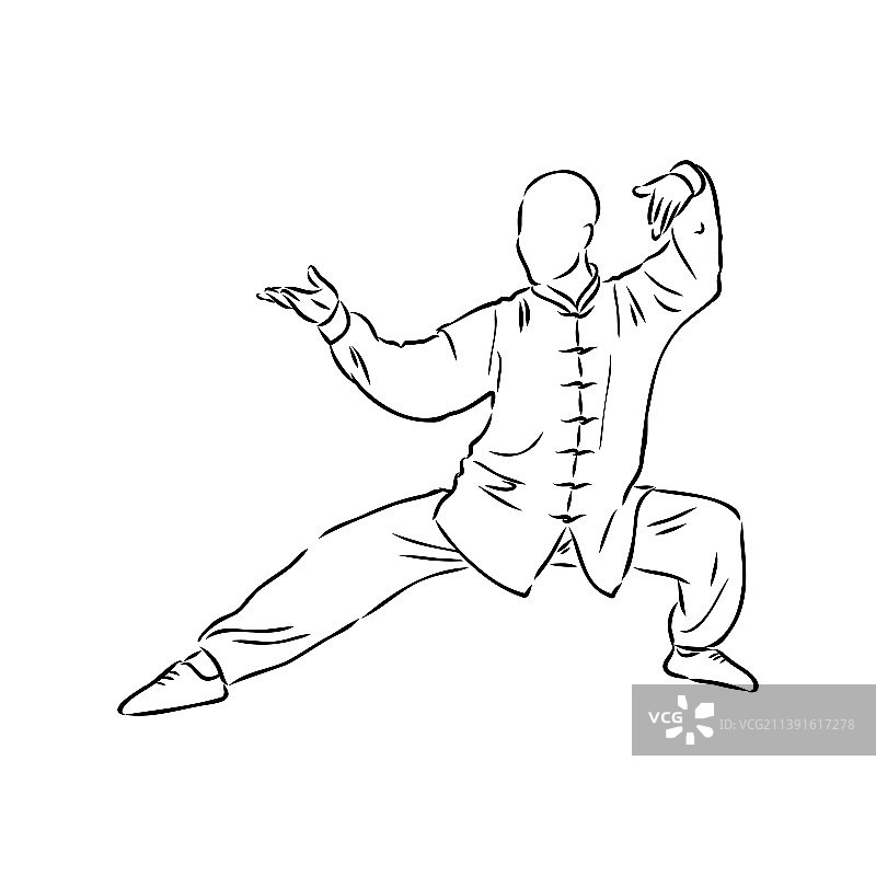 男人练习太极和气功图片素材