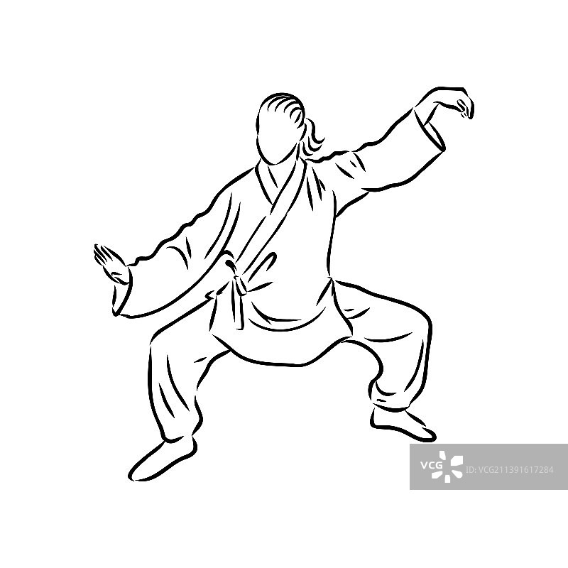 男人练习太极和气功图片素材