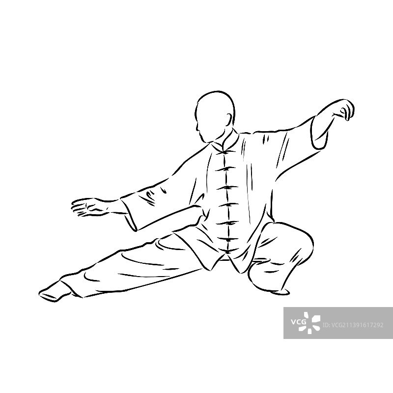 男人练习太极和气功图片素材