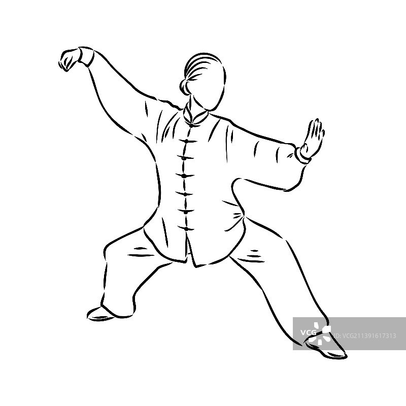 男人练习太极和气功图片素材