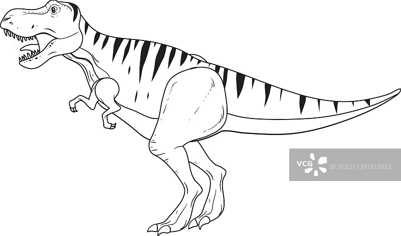 霸王龙恐龙涂鸦轮廓图片素材