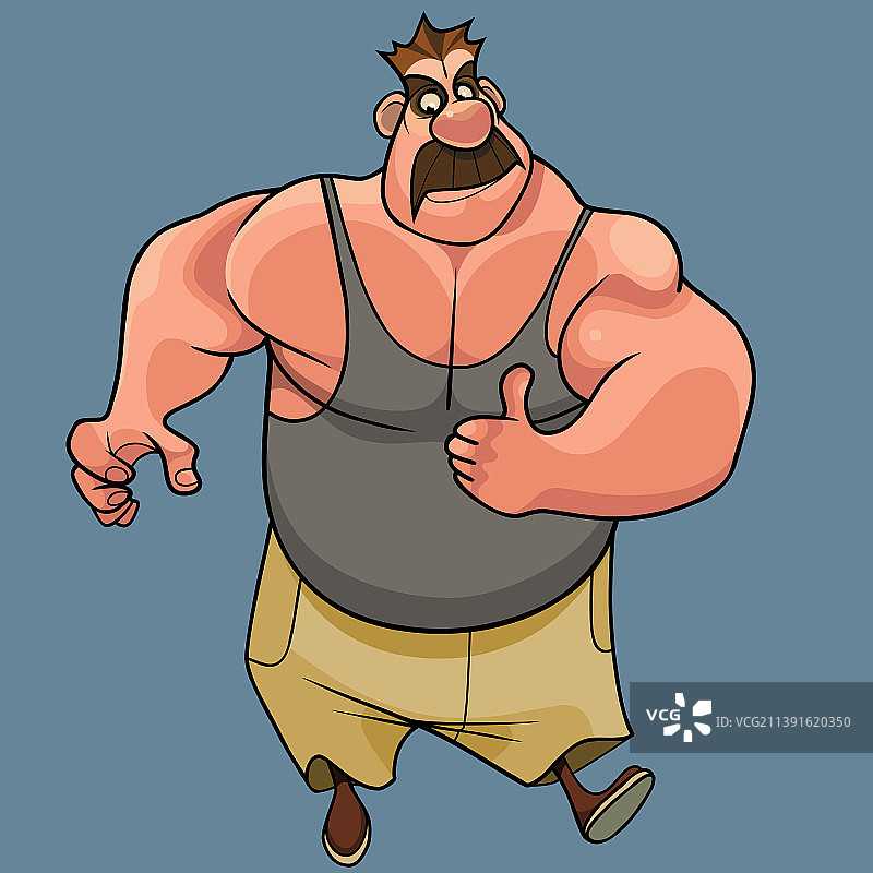 卡通留胡子健美运动员图片素材