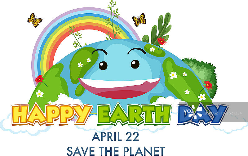 4月22日世界地球日与微笑的地球图片素材