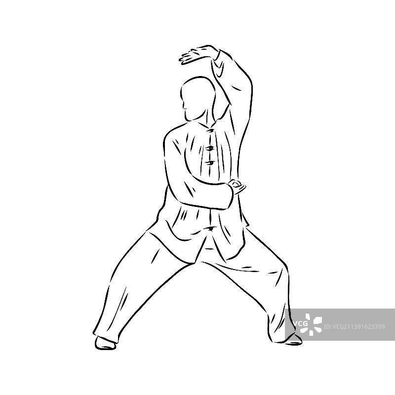 男人练习太极和气功图片素材