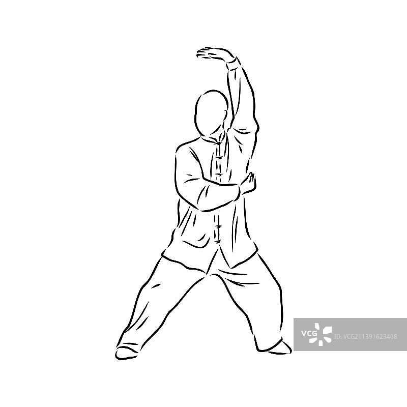 男人练习太极和气功图片素材