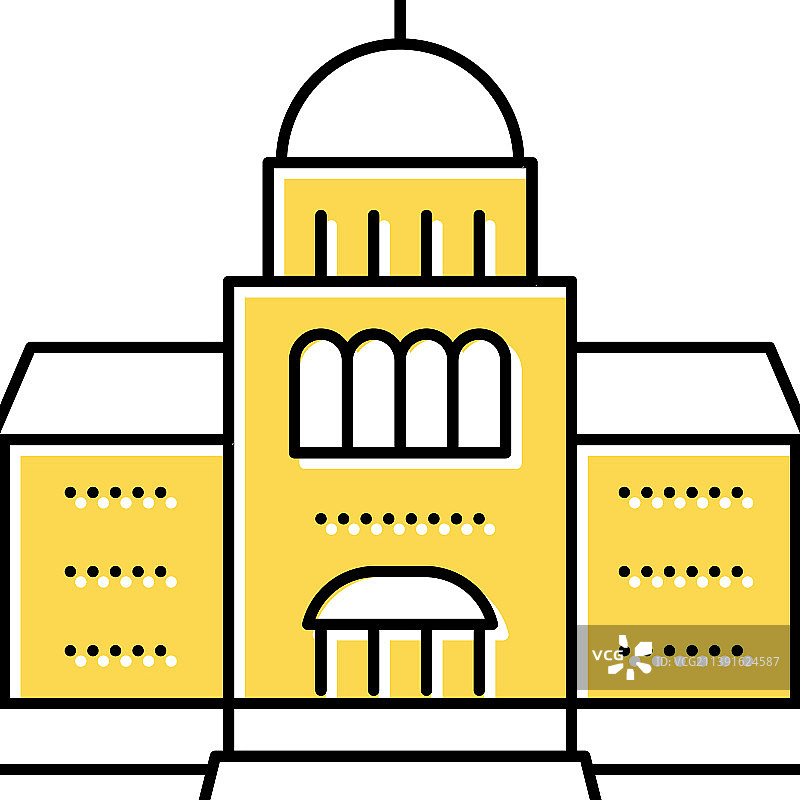 法院建筑彩色图标图片素材