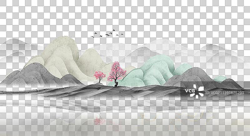 新中式山水装饰画图片素材