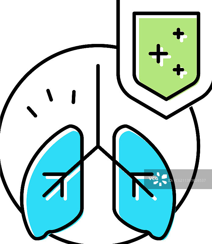 肺部免疫防御彩色图标图片素材