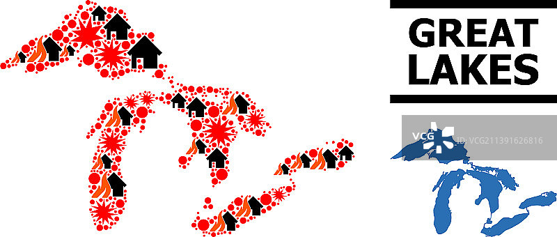 五大湖战争马赛克地图图片素材