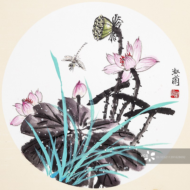 中国绘画——荷花图片素材