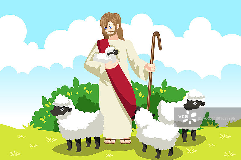耶稣牧羊人和羔羊图片素材