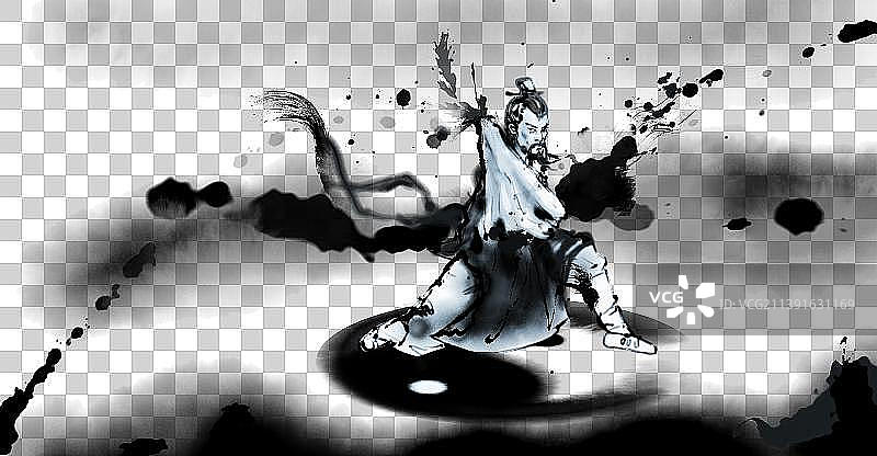 水墨江湖中国风武侠剑客水墨背景图片素材