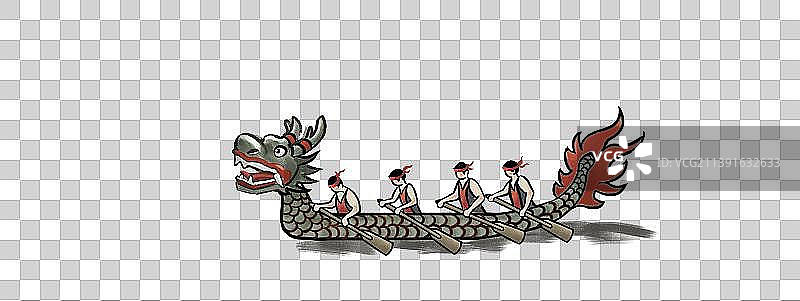 赛龙舟水墨国潮风插画背景图片素材