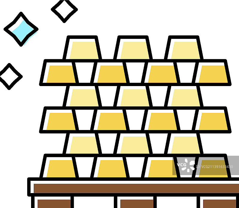 金色金条堆游戏彩票赢奖彩色图标图片素材