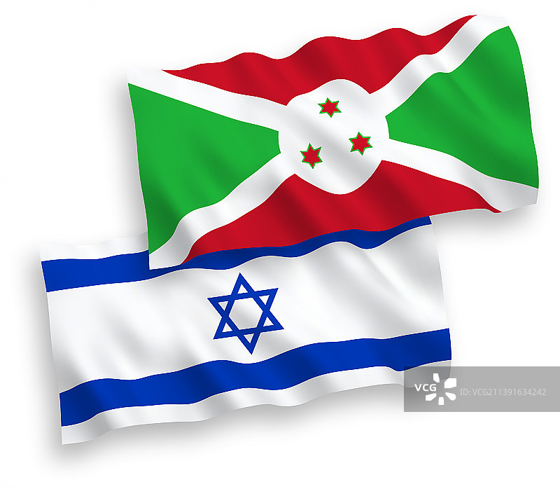 布隆迪和以色列国旗，白色背景图片素材