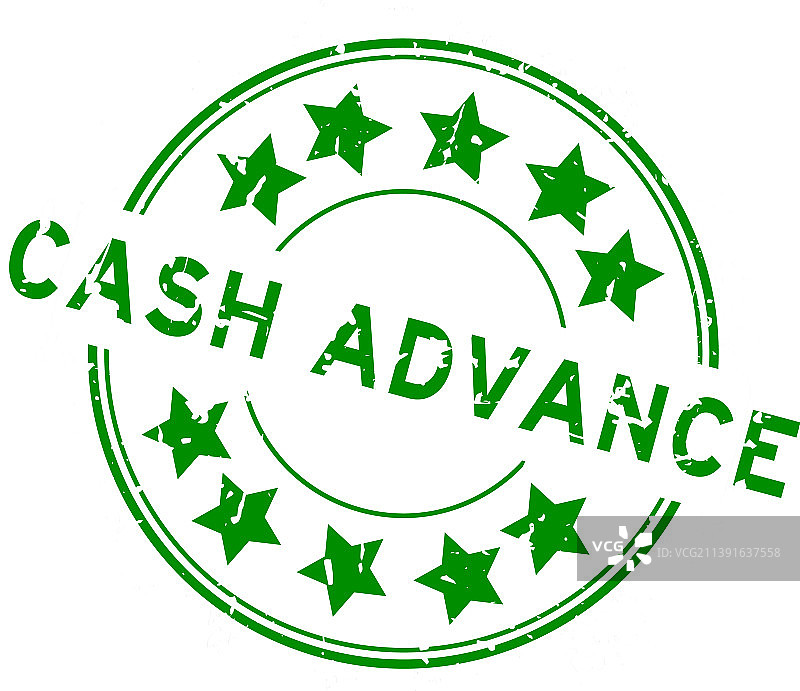 Grunge风格绿色现金预支字样星形图标图片素材
