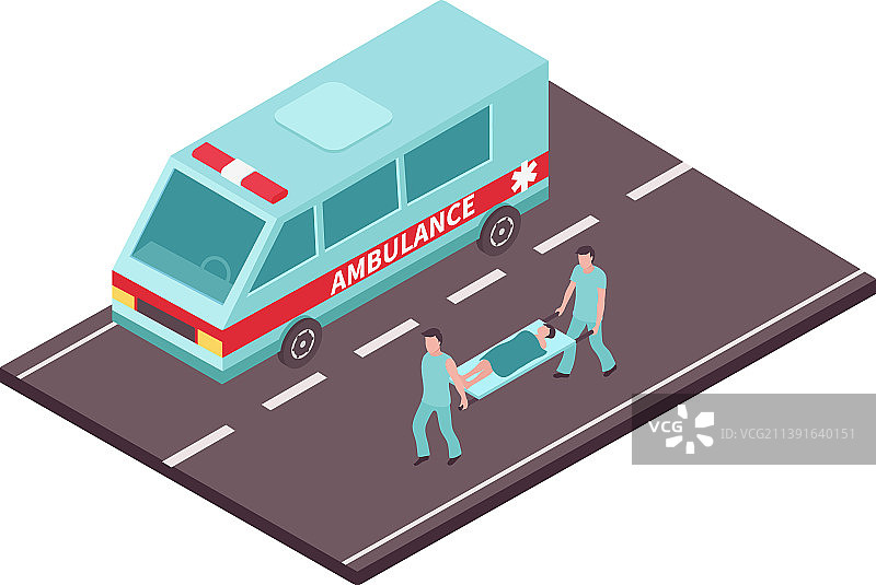 道路救护车疏散场景图片素材