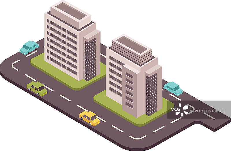 2.5D房屋道路场景图片素材