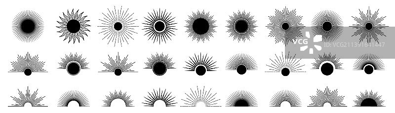 手绘太阳光线光芒素材图片素材