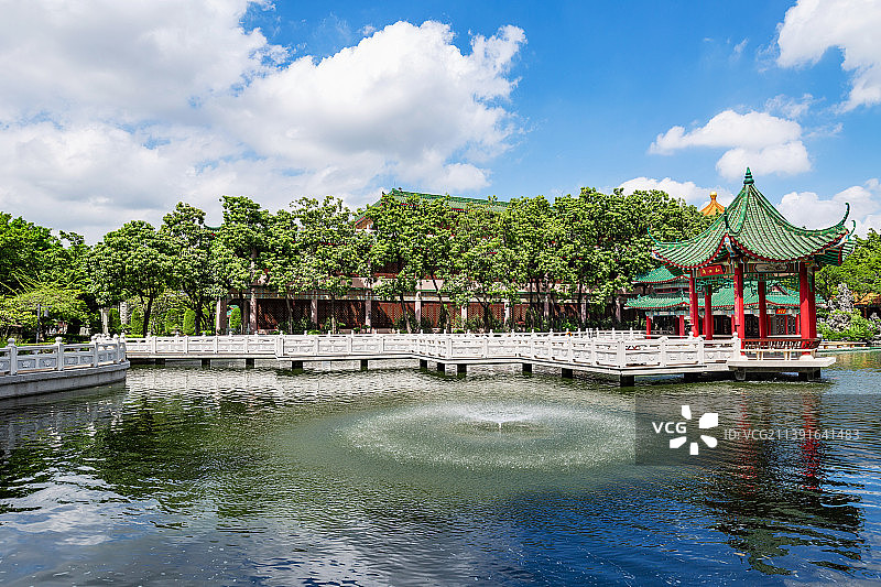 广州市花都区圆玄道观春晖湖图片素材