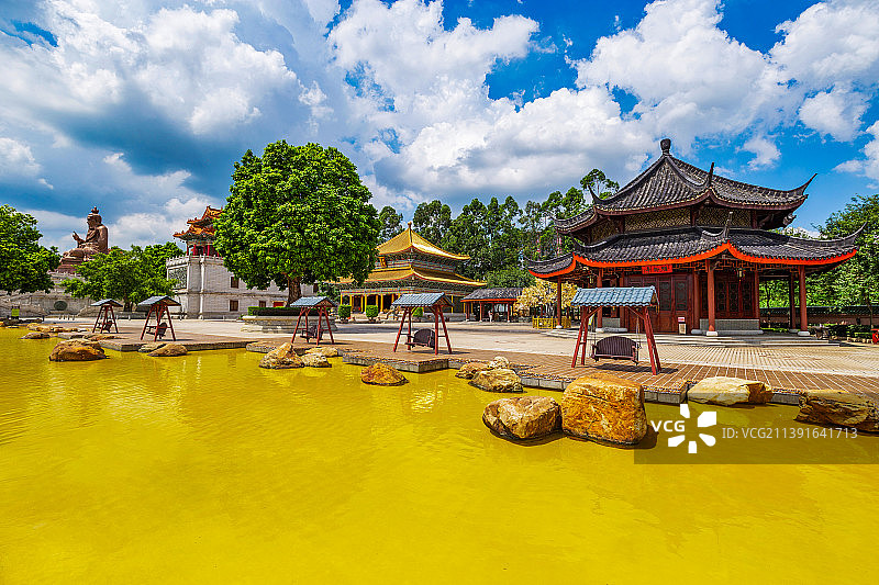 广东省广州市花都区圆玄道观金山湖图片素材