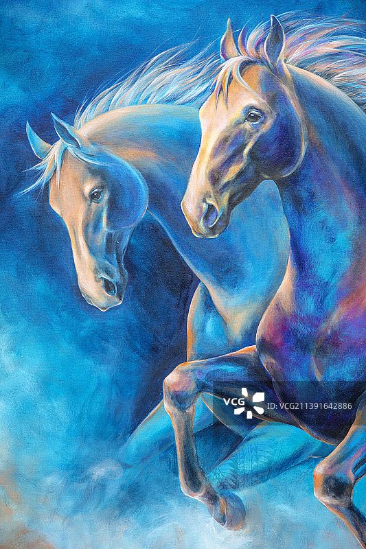 油画,奔跑的骏马图片素材