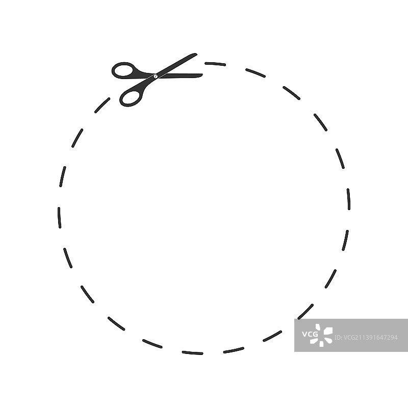 剪刀切割虚线圆形图片素材