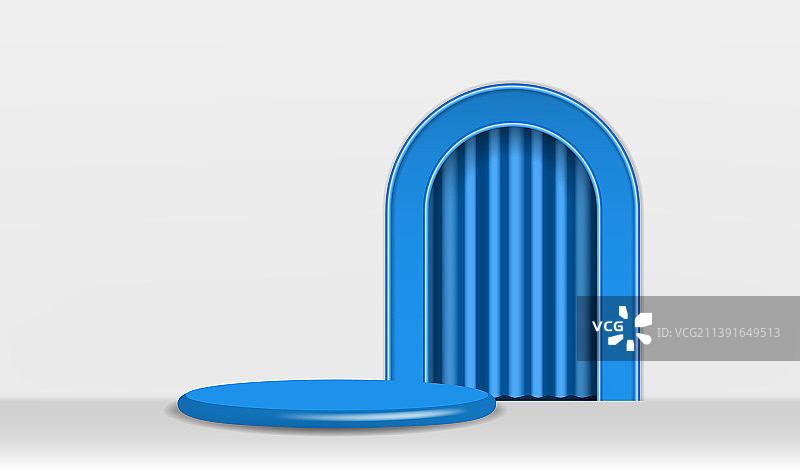 蓝色领奖台和拱形入口图片素材