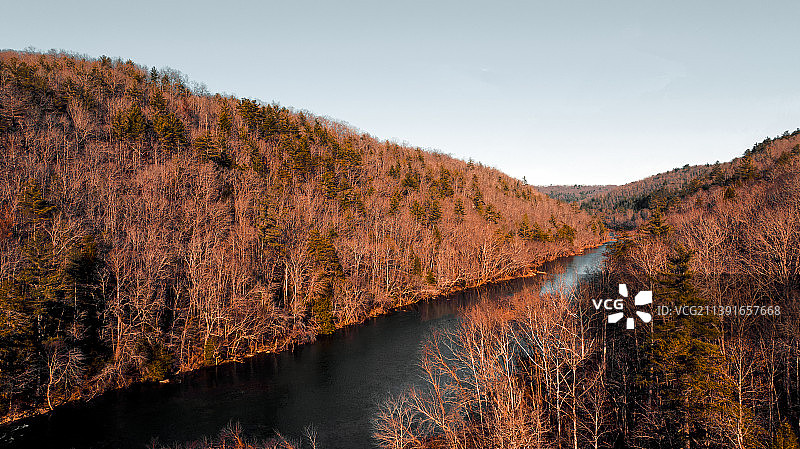 美国田纳西州摩根县的河流与树木美景图片素材