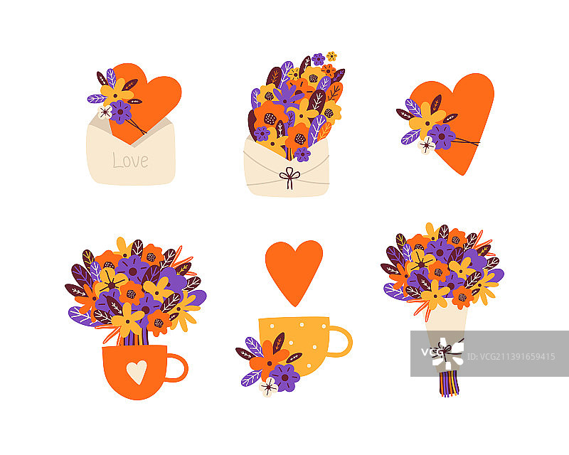 情人节节日元素套装图片素材