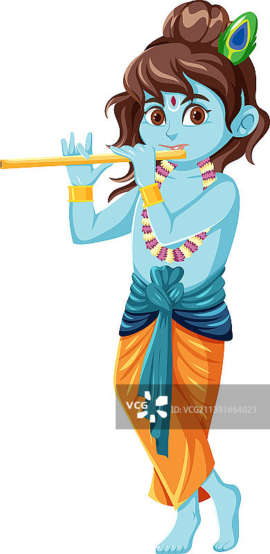 吹笛子的印度神图片素材