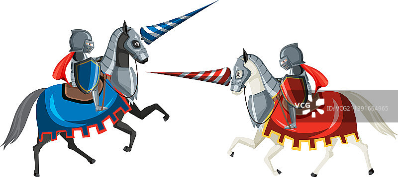 白色背景上的中世纪骑士比武锦标赛图片素材